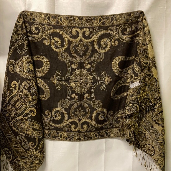 Other - COPY - Brown and gold Pashmina wrap scarf